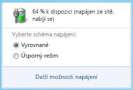 Měřič baterie ukazující schémata napájení