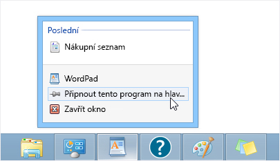 Přichycení aplikace k hlavnímu panelu