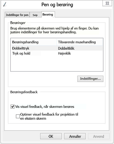 Oplysninger om pen og berøring under System