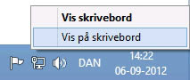 Højreklik på knappen Vis skrivebord