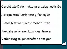 Zum Aktivieren bzw. Deaktivieren der Freigabe verwendetes Menü