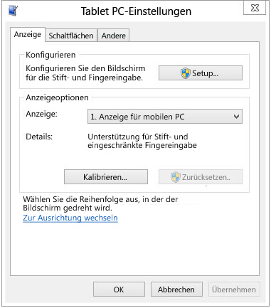 Tablet PC-Einstellungen