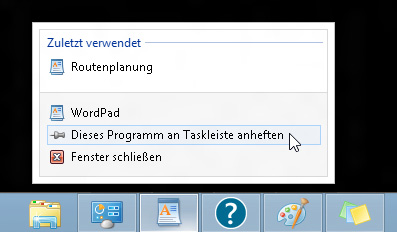 Anheften einer App an die Taskleiste