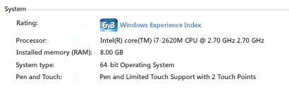 Pen and Touch info under System