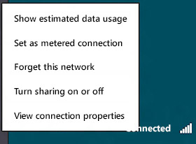 Menu used to turn sharing on or off