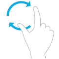 Windows 8 - Illustration of two fingers and an arrow indicating the fingers are turning an object