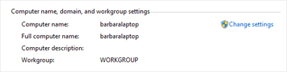 Computer name, domain, and workgroup settings
