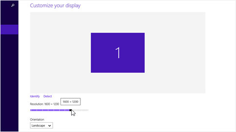 Resolution options in PC settings