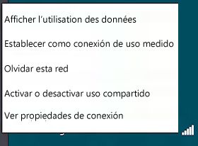 Menú utilizado para activar o desactivar el uso compartido