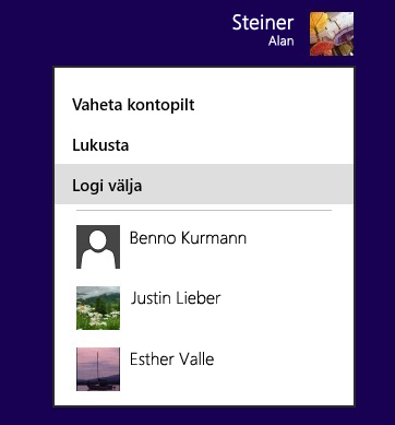 Väljalogimismenüü