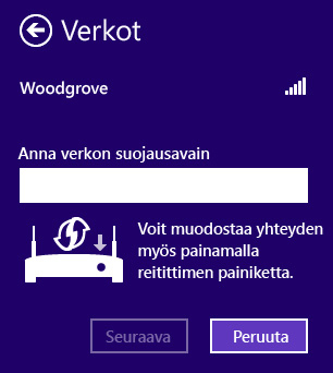 Windowsin nopean yhteydenmuodostuksen näyttö