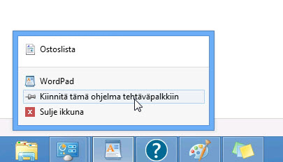 Sovelluksen kiinnittäminen tehtäväpalkkiin