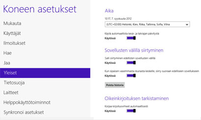 Tietokoneen asetukset
