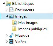 Volet de navigation dans l’Explorateur de fichiers, affichant la bibliothèque d’images avec un nouveau dossier qui a été ajouté