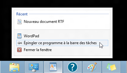 Épinglage d’une application à la barre des tâches