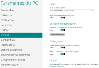Paramètres du PC