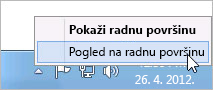 Klik na gumb Pokaži radnu površinu desnom tipkom miša