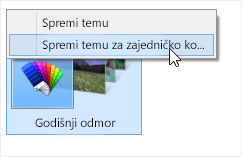 Klik desnom tipkom miša na temu