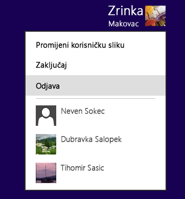 Izbornik za odjavu