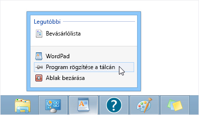 Alkalmazás rögzítése a tálcán