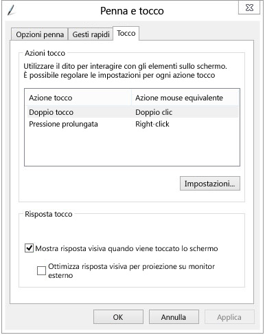 Impostazioni di Penna e tocco