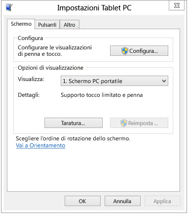 Impostazioni Tablet PC