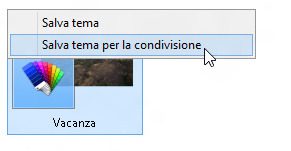 Clic con il pulsante destro su un tema