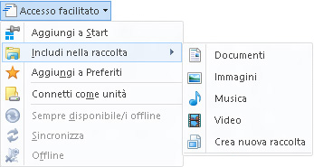 Inclusione di una cartella in una raccolta
