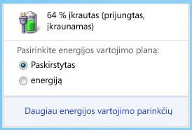 Akumuliatoriaus skaitiklis, rodantis energijos vartojimo planus