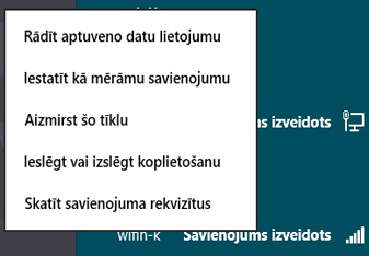 Izvēlne koplietošanas ieslēgšanai un izslēgšanai
