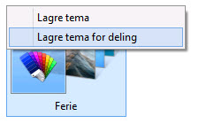 Høyreklikke et tema