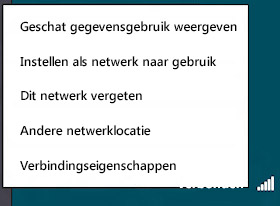 Menu dat wordt gebruikt voor het in- of uitschakelen van delen