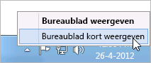 Met de rechtermuisknop op de knop Bureaublad weergeven klikken