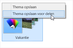 Met de rechtermuisknop op een thema klikken