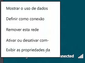 Menu usado para ativar ou desativar o compartilhamento