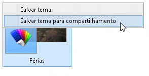 Clicando com o botão direito do mouse em um tema