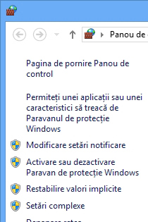 Panoul din stânga al Paravanului de protecție Windows