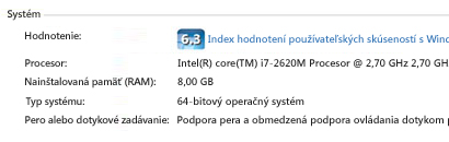 Informácie o nastavení pera a dotykového vstupu v časti Systém
