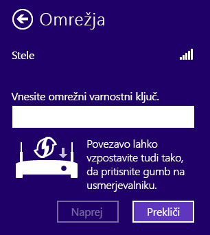 Zaslon tehnologije Windows Connect Now