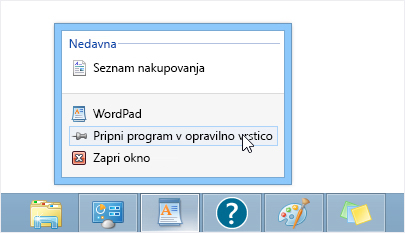 Pripenjanje programa v opravilno vrstico